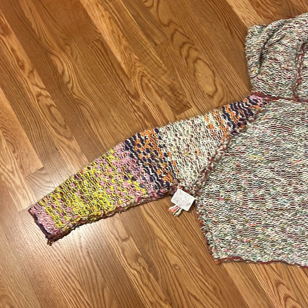NWT Free People Winter Bright Hoodie in Rainbow Citrus Combo XS - Picture 10 of 16